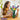 shows a woman adjusting the wildflower bouqet in a transparent vase.