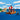 Lego Minecraft 21251 Pirate Ship Voyage. Shows the pirate boat sailing next to the llama and squid.