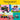 Lego Classic 11036 Creative Vehicles. Shows a close up of the police car, ice-cream truck, front loader and police car.