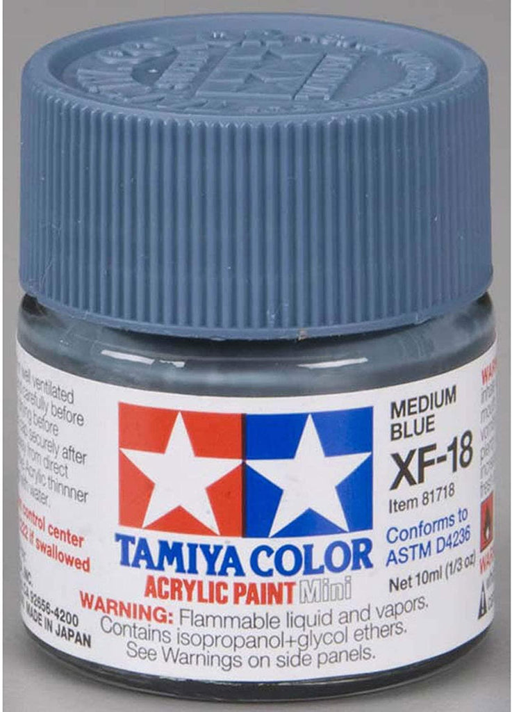 Tamiya Acrylic Mini XF-18 Medium Blue Paint - CuriousMinds.co.uk