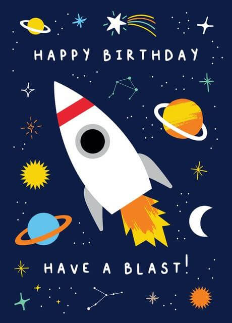 Curious Minds Rocket Have a Blast! Birthday Card - CuriousMinds.co.uk