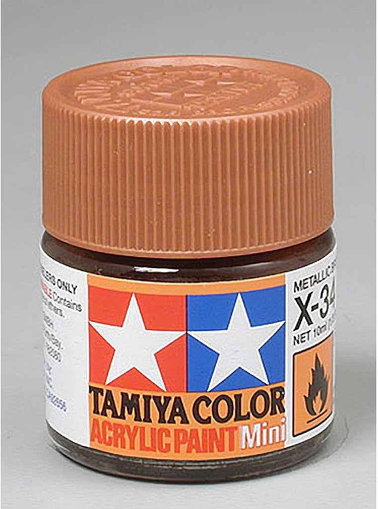 Tamiya Acrylic Mini X-34 Metallic Brown Gloss Paint - CuriousMinds.co.uk