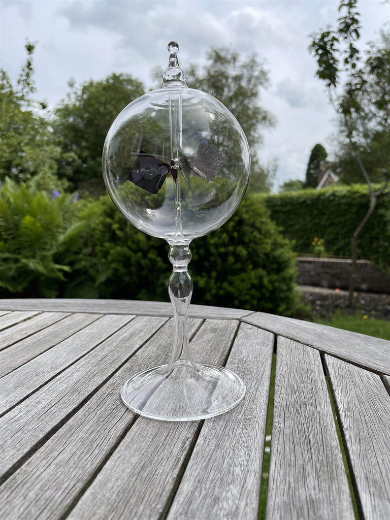 Curious Minds Crooke's Solar Radiometer, Tall Twisted Clear Stem, Clear Globe, Clear Mill - CuriousMinds.co.uk