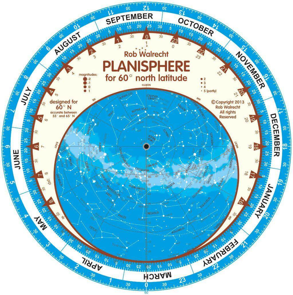 English Planisphere for 60° N - CuriousMinds.co.uk