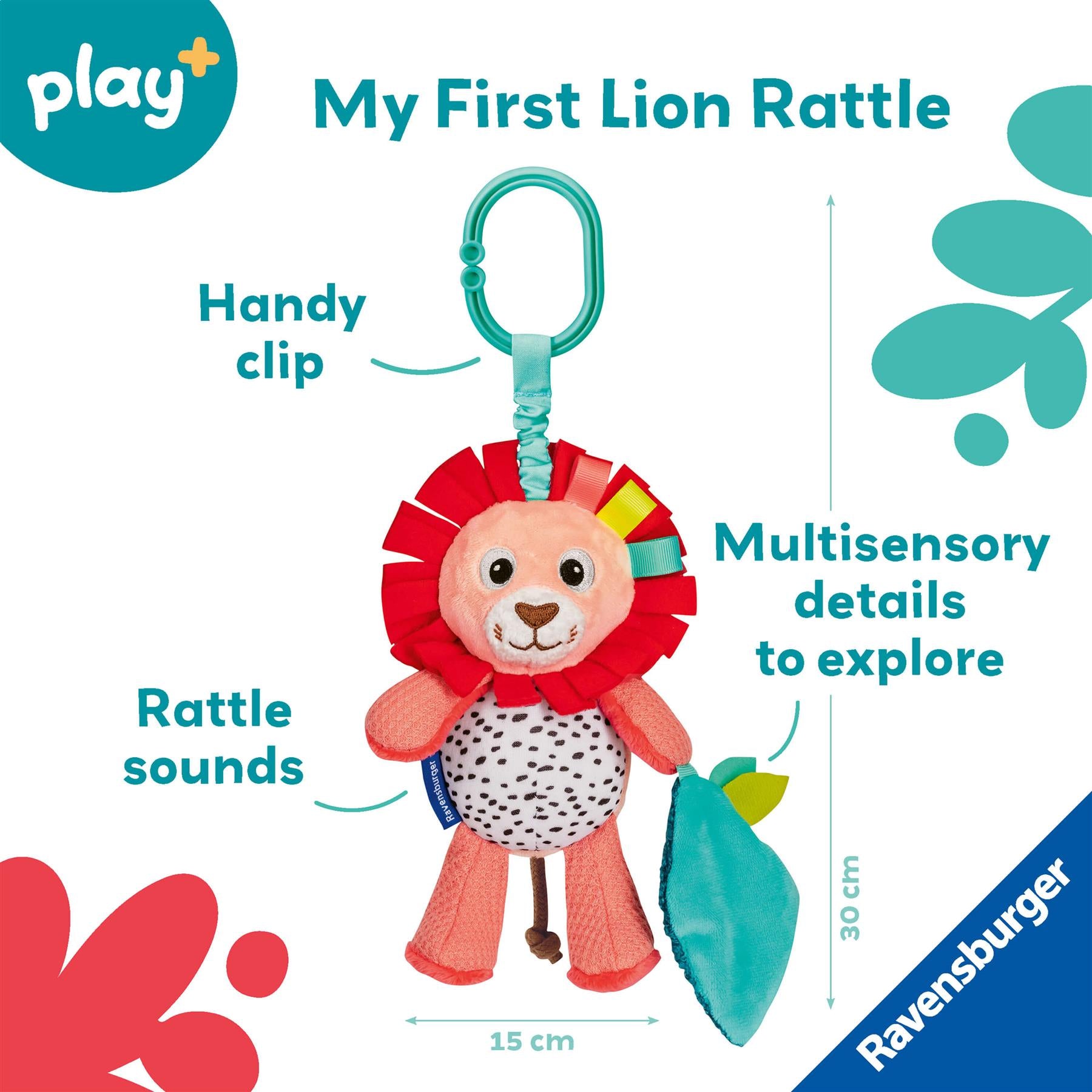 Play+ Shake and Rattle Lion Soft Activity Toy with Rattle for Babies ...