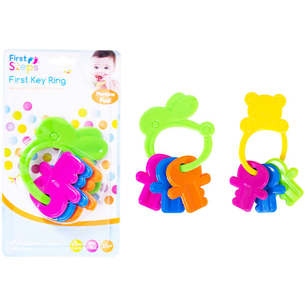 Key Rings Baby Baby's First Key Ring Rattle and Teether Toy in Assorted Designs ...