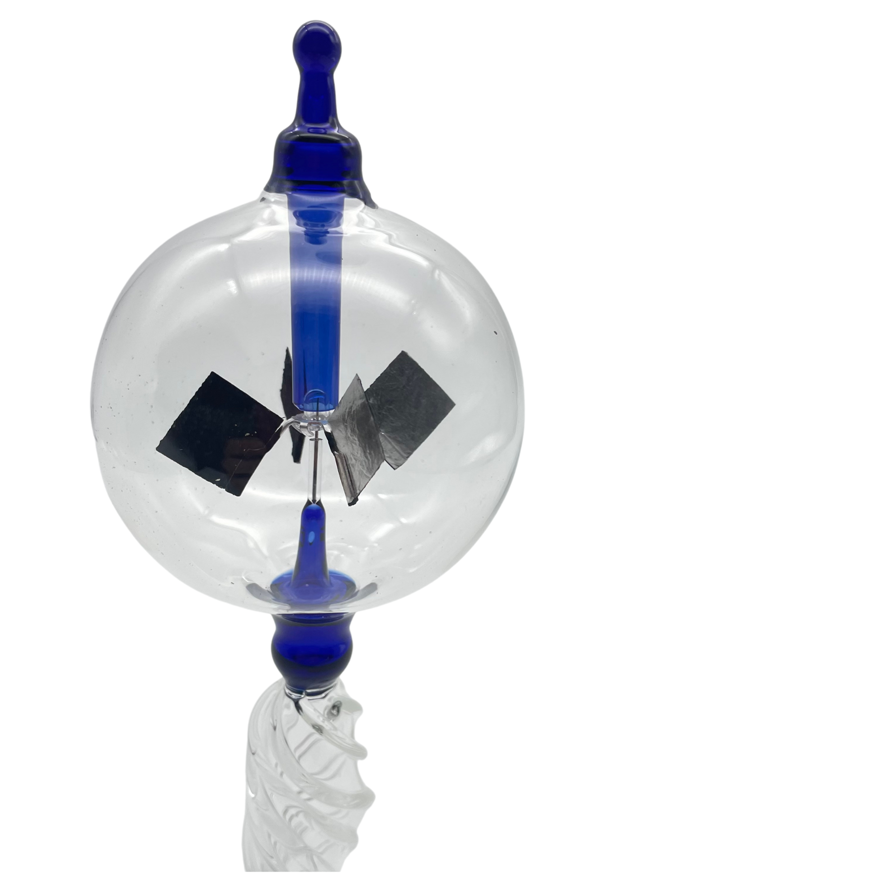 Crooke's Solar Radiometer, Tall Twisted Clear Stem, Clear Globe, Blue ...