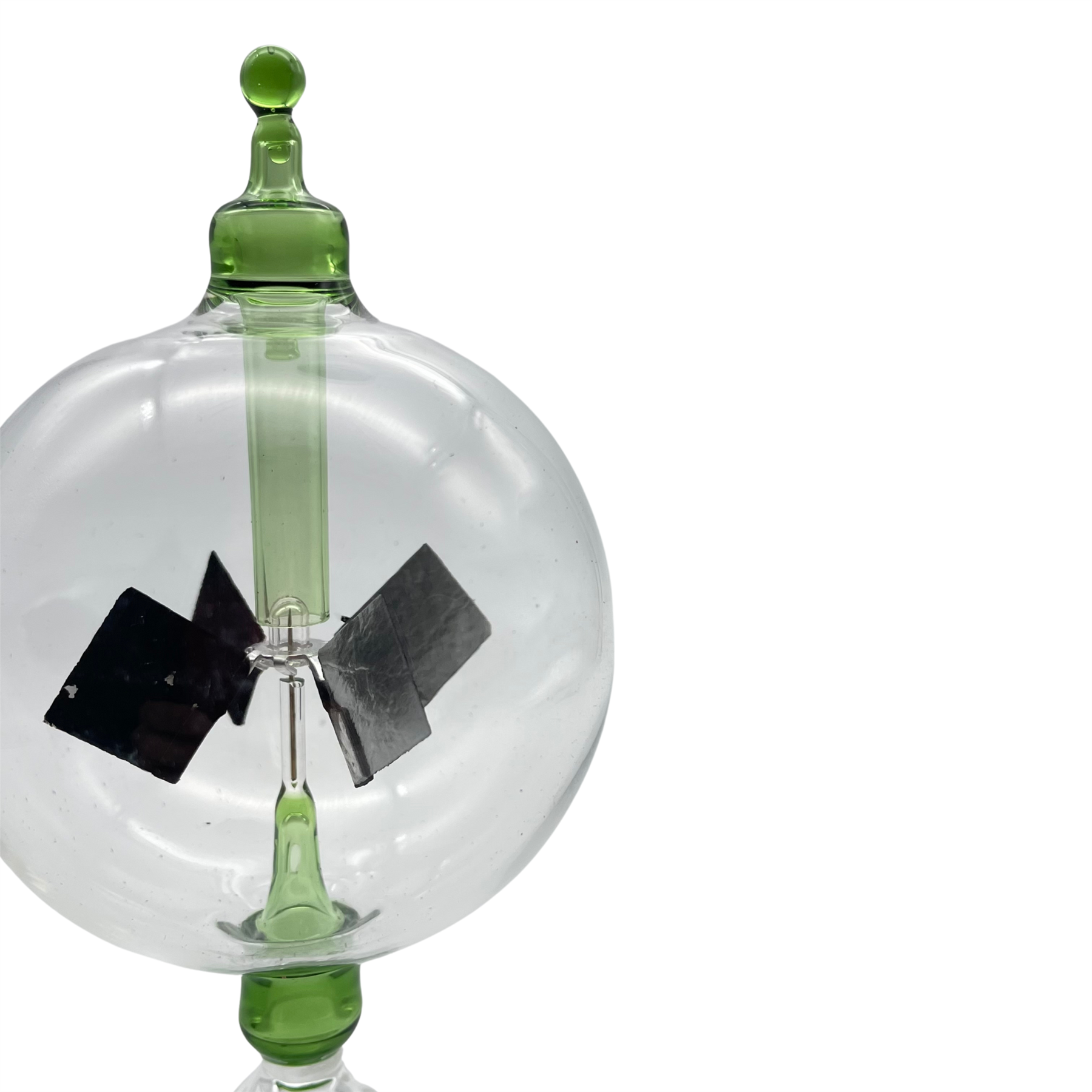 Crooke's Solar Radiometer, Tall Twisted Clear Stem, Clear Globe, Green ...