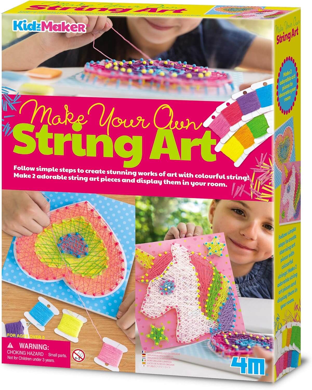 4M KidzMaker Make Your Own String Art Craft Kit for Ages 5 and Up ...