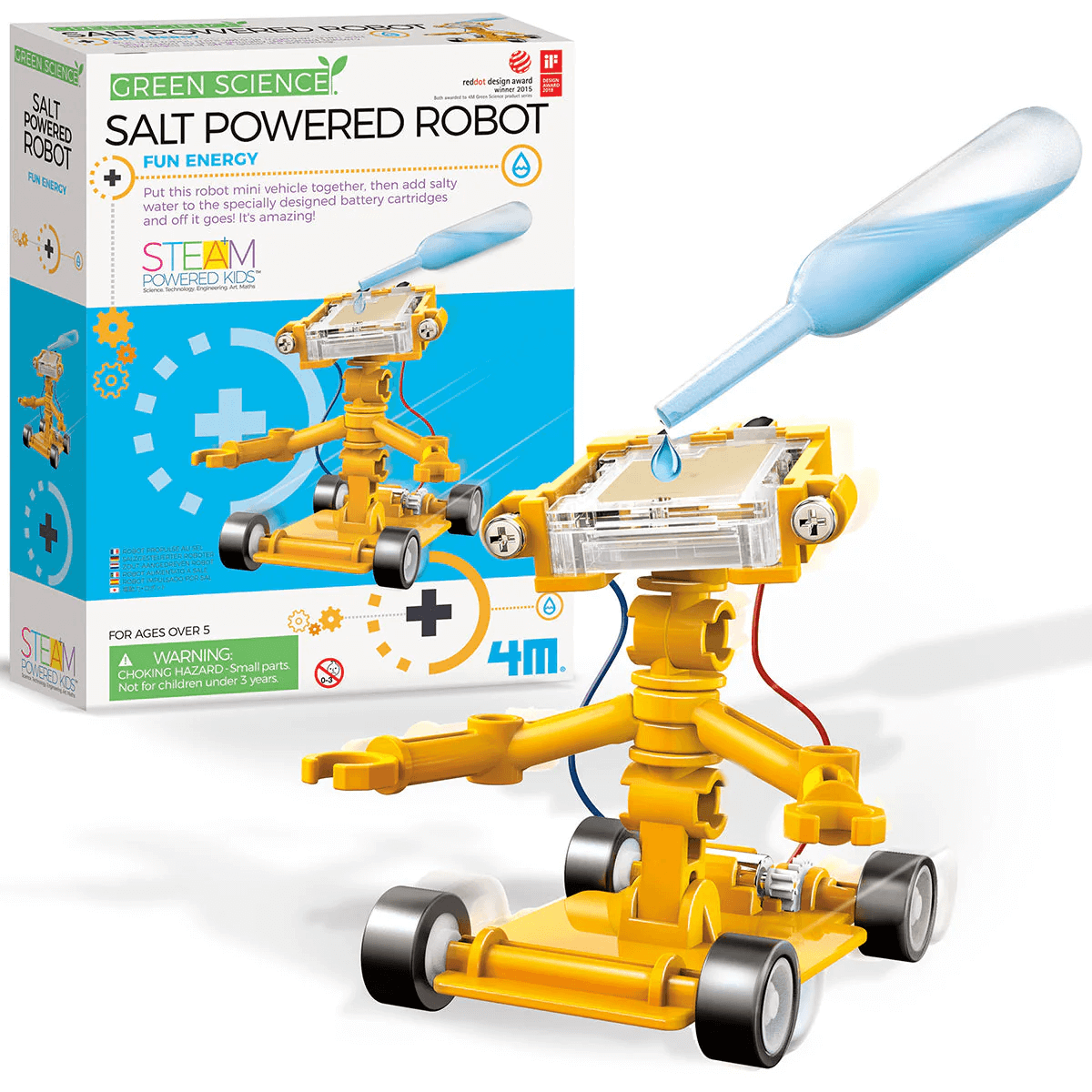 Science Robbot 4M KidzLabs STEAM Powered Kids Green Science Salt Powered Robot Kit fo ...