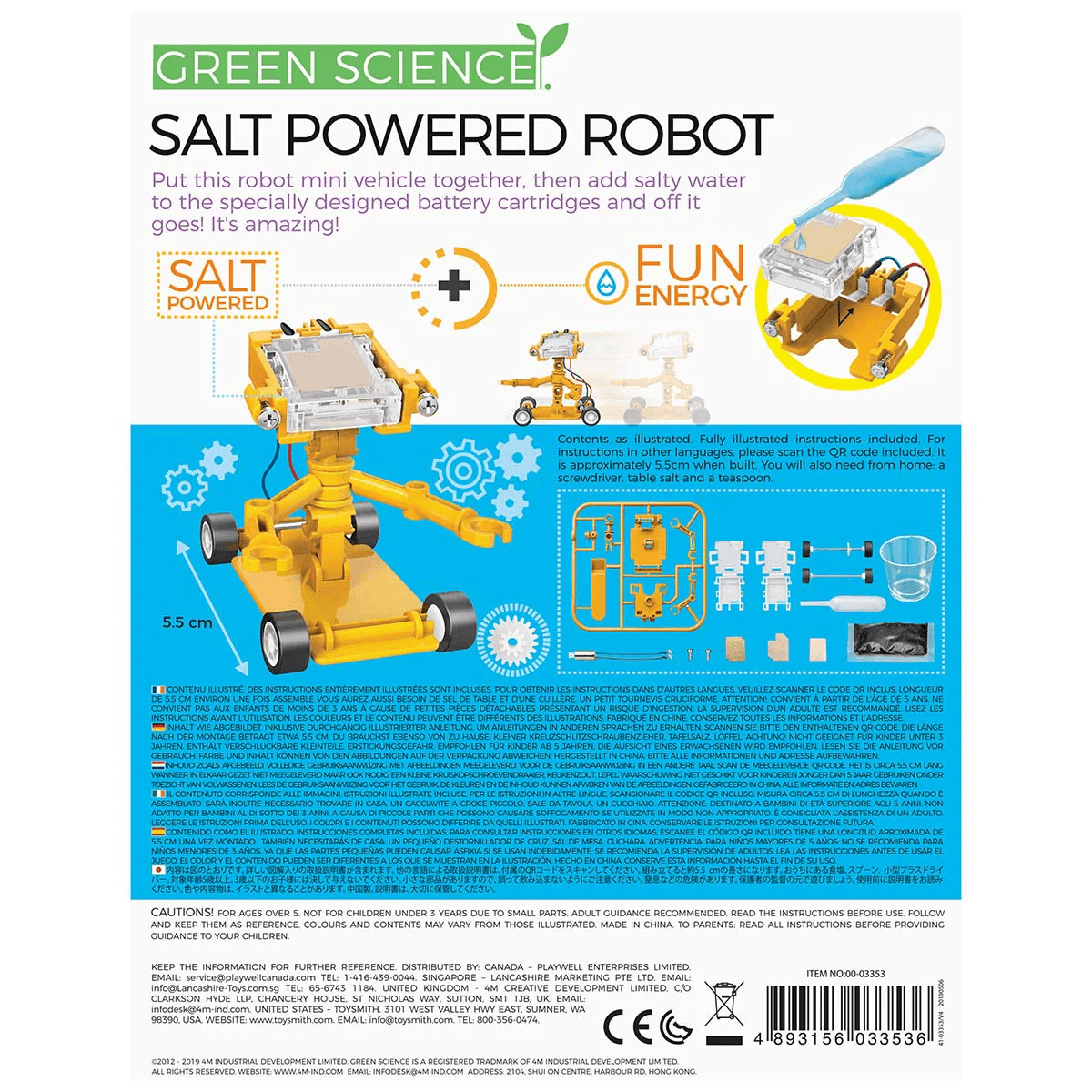 Salt Spring Robotics 4M KidzLabs STEAM Powered Kids Green Science Salt Powered Robot Kit fo ...