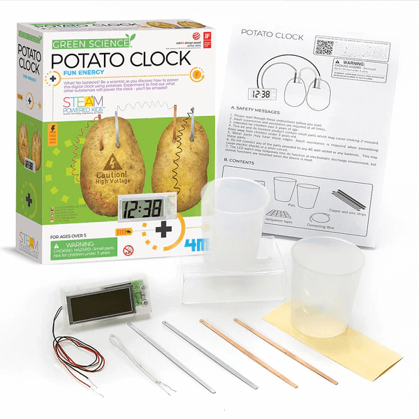 4M KidzLabs STEAM Powered Kids Green Science Potato Clock Kit for Ages ...