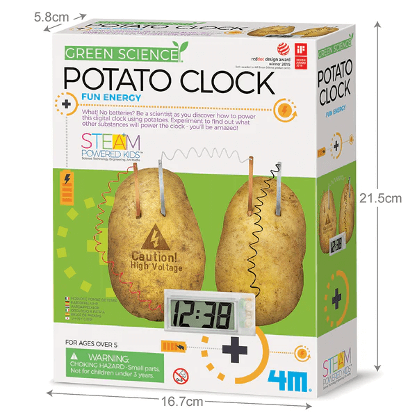 4M KidzLabs STEAM Powered Kids Green Science Potato Clock Kit for Ages ...