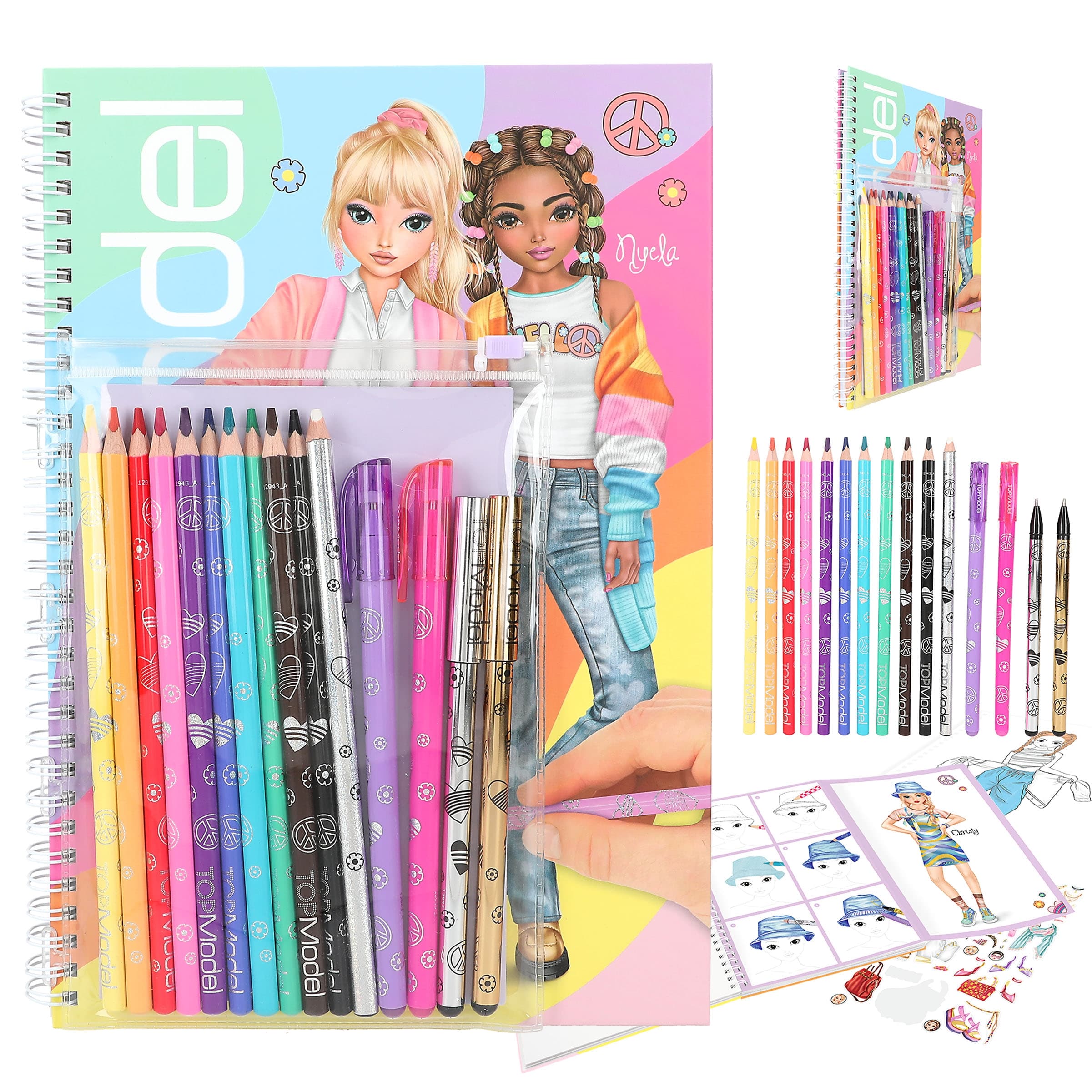TOPModel Colouring Book with 10 Pencils and 4 Gel Pens for Ages 6 & Up ...