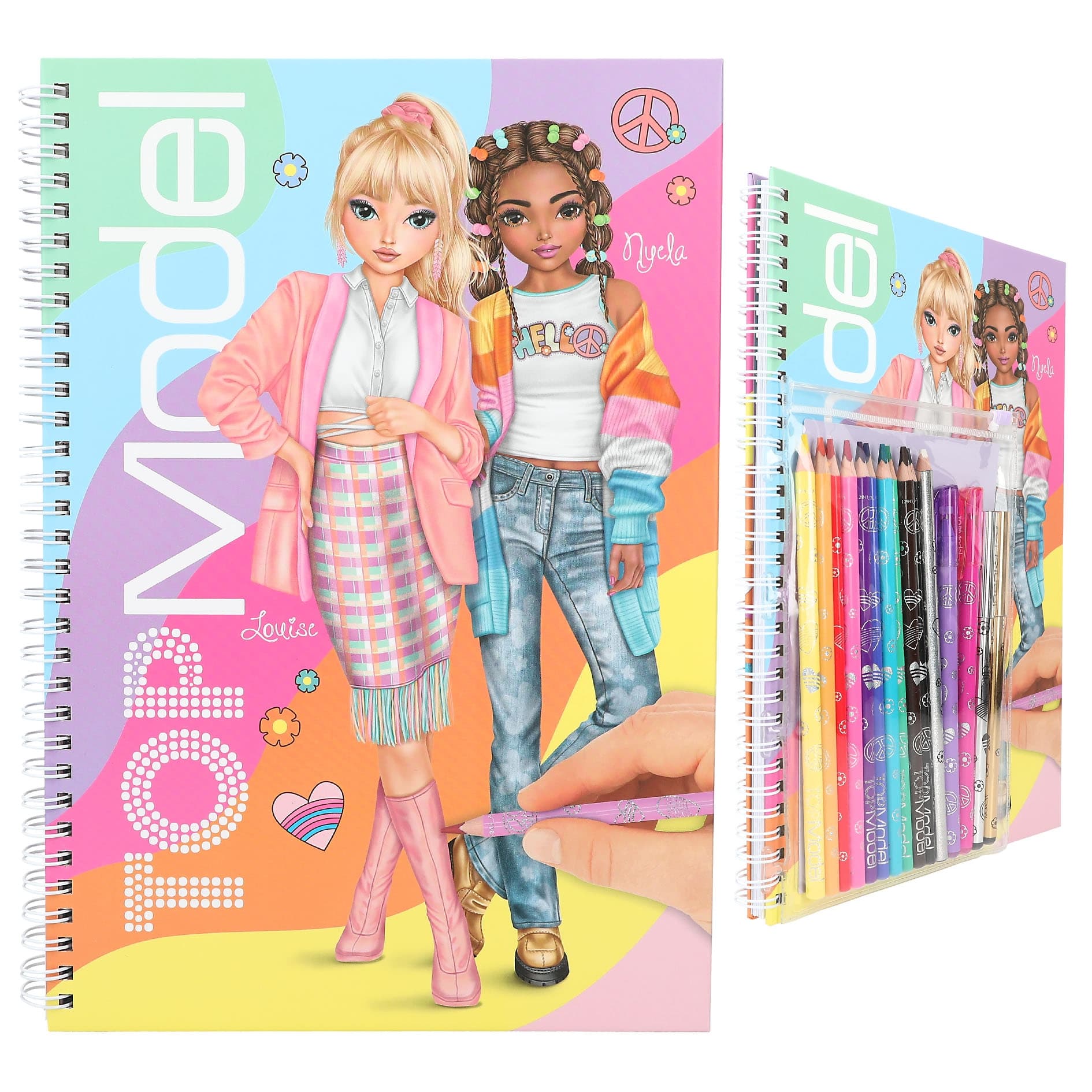 Model Color Book TOPModel Colouring Book with 10 Pencils and 4 Gel Pens for Ages 6 & Up ...