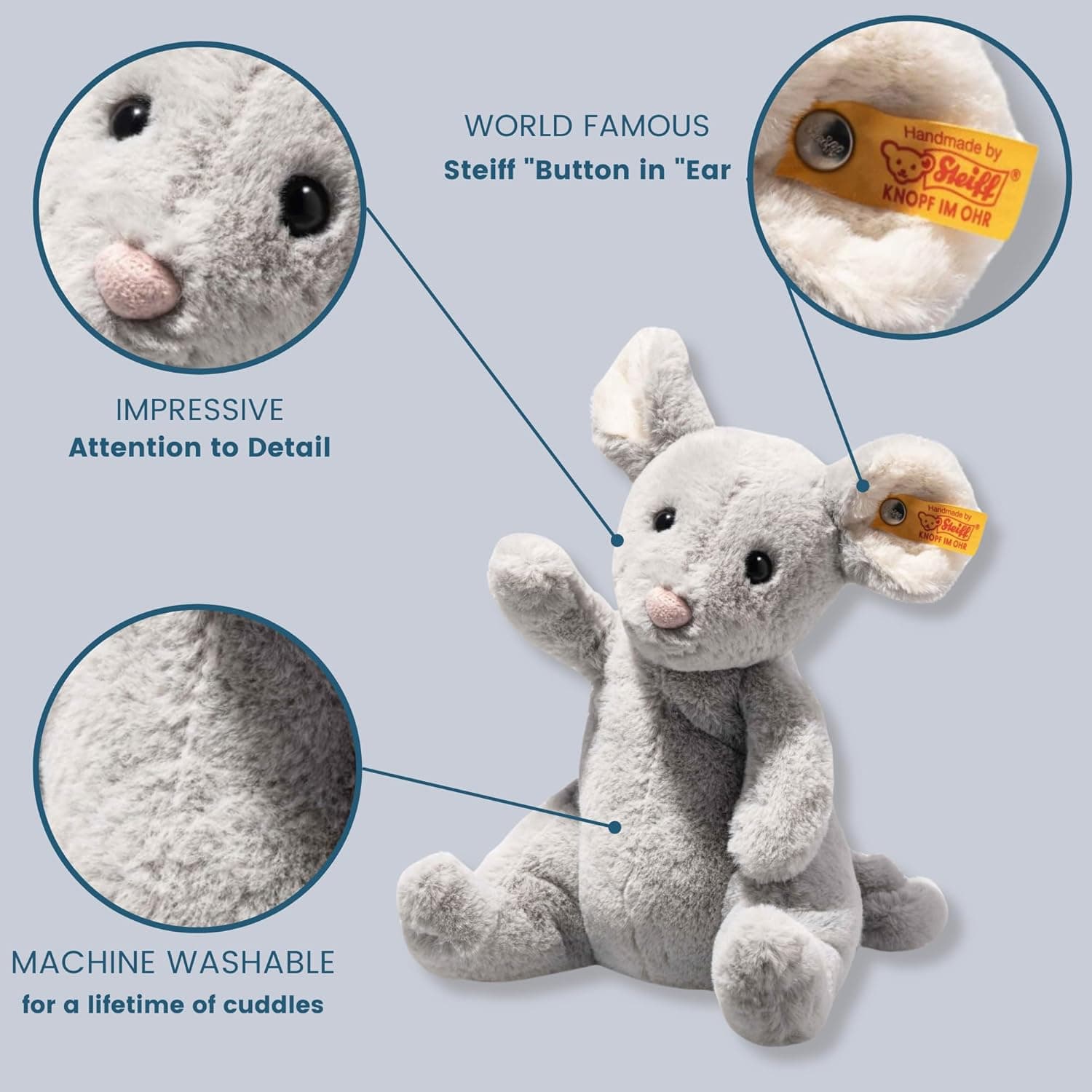 Steiff 19cm Cheesy Mouse Cuddly Plush Soft Toy Suitable from Birth ...