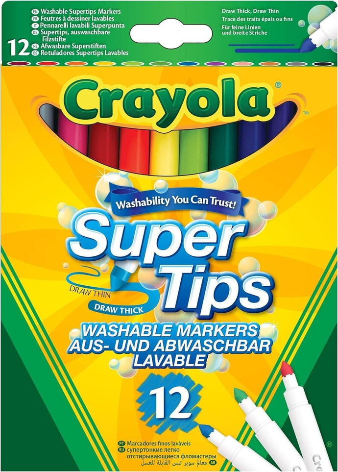 Crayola Pack 12 Bright Supertips Felt Tip Pens for Children Ages 3 & U ...