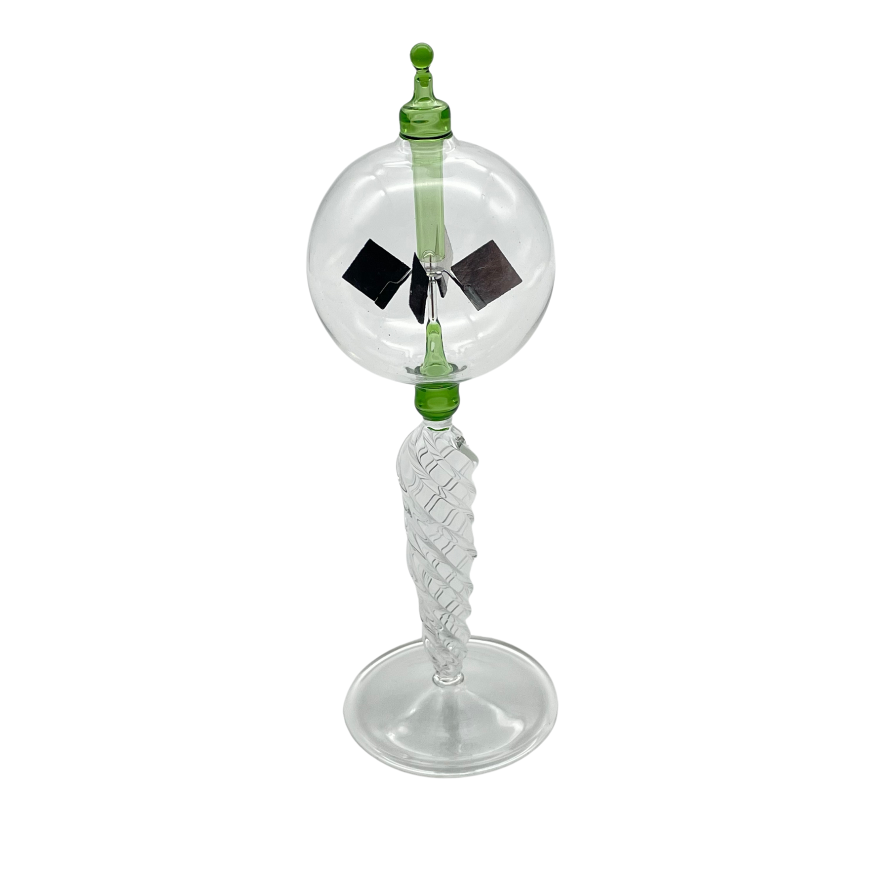 Crooke's Solar Radiometer, Tall Twisted Clear Stem, Clear Globe, Green ...