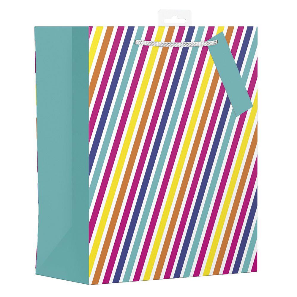 Gift Bag Large - Rainbow Stripes (W260 x H321 x D121 mm) - CuriousMinds.co.uk