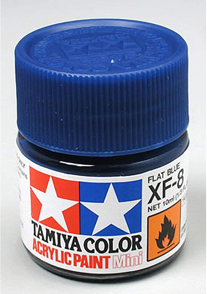 Tamiya Acrylic Mini XF-8 Flat Blue Paint - CuriousMinds.co.uk