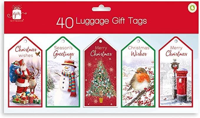 Traditional Christmas Luggage Tags (Pack of 40) - CuriousMinds.co.uk