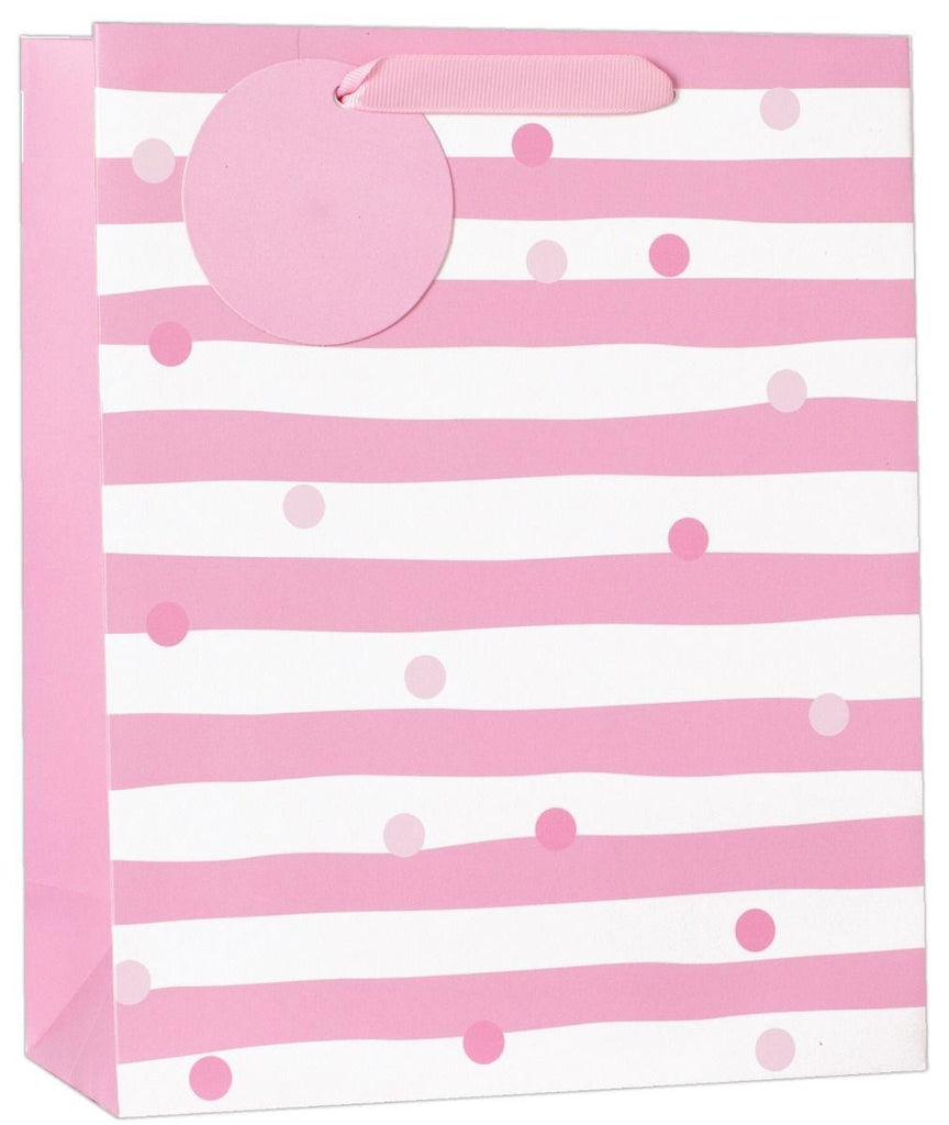 Gift Bag Large - Pastel Pink Dots (W260 x H321 x D125 mm) - CuriousMinds.co.uk