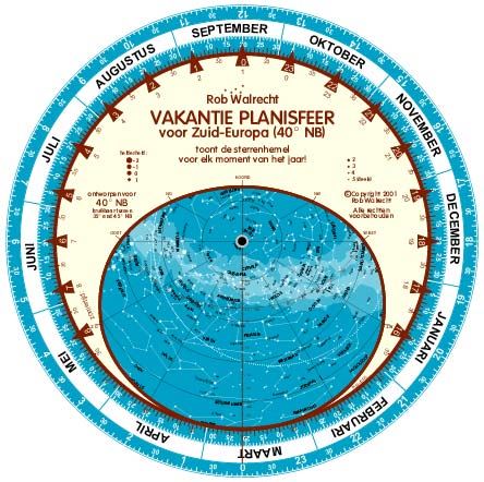 Rob Walrecht Dutch 'Holiday' Planisphere for 40° N - CuriousMinds.co.uk
