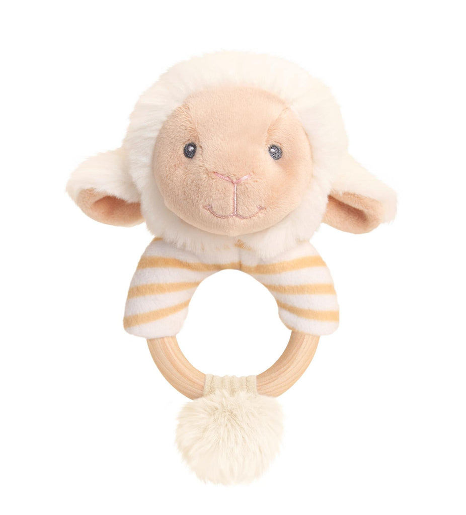Keeleco Baby Lullaby Lamb Ring Rattle 14cm - CuriousMinds.co.uk