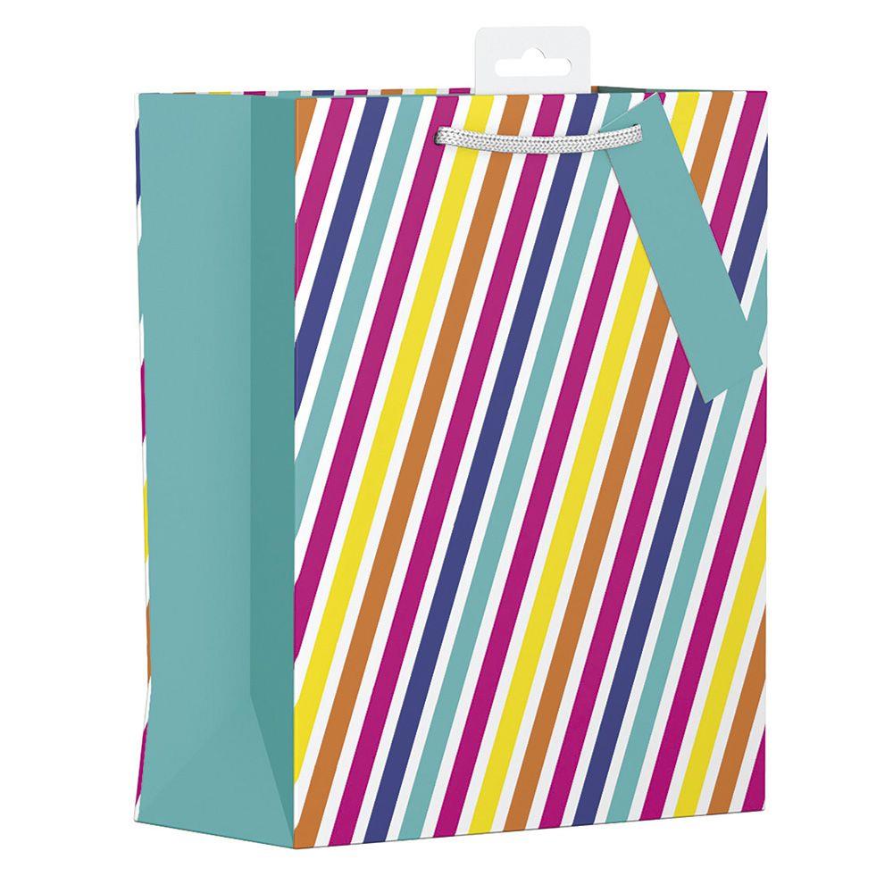 Gift Bag Medium - Rainbow Stripes (W215 x H265 x D100 mm) - CuriousMinds.co.uk