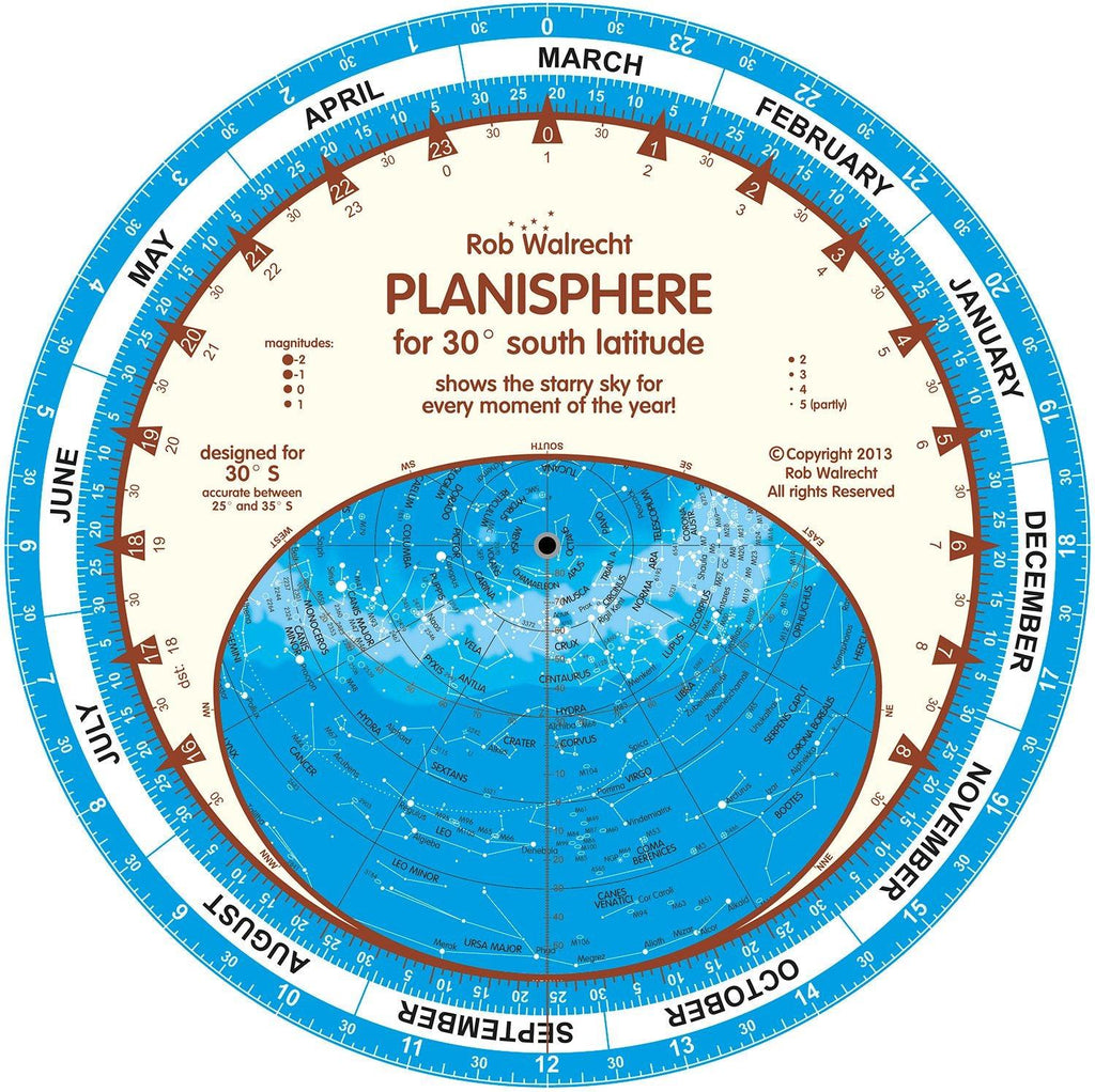Rob Walrecht English Planisphere for 30° S - CuriousMinds.co.uk