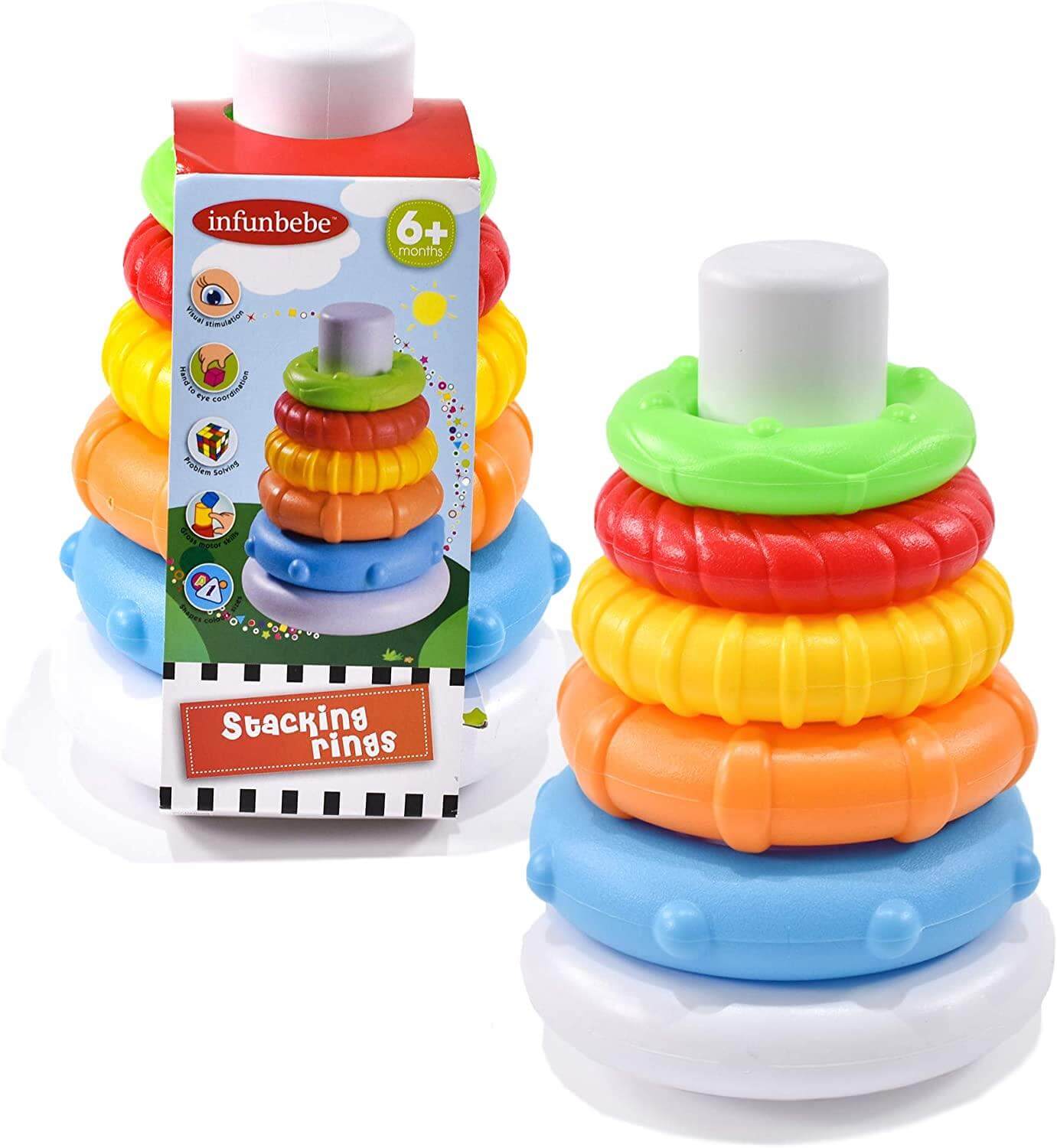 Baby's Colourful Stacking Rings Early Development Sensory Toy – Curious ...