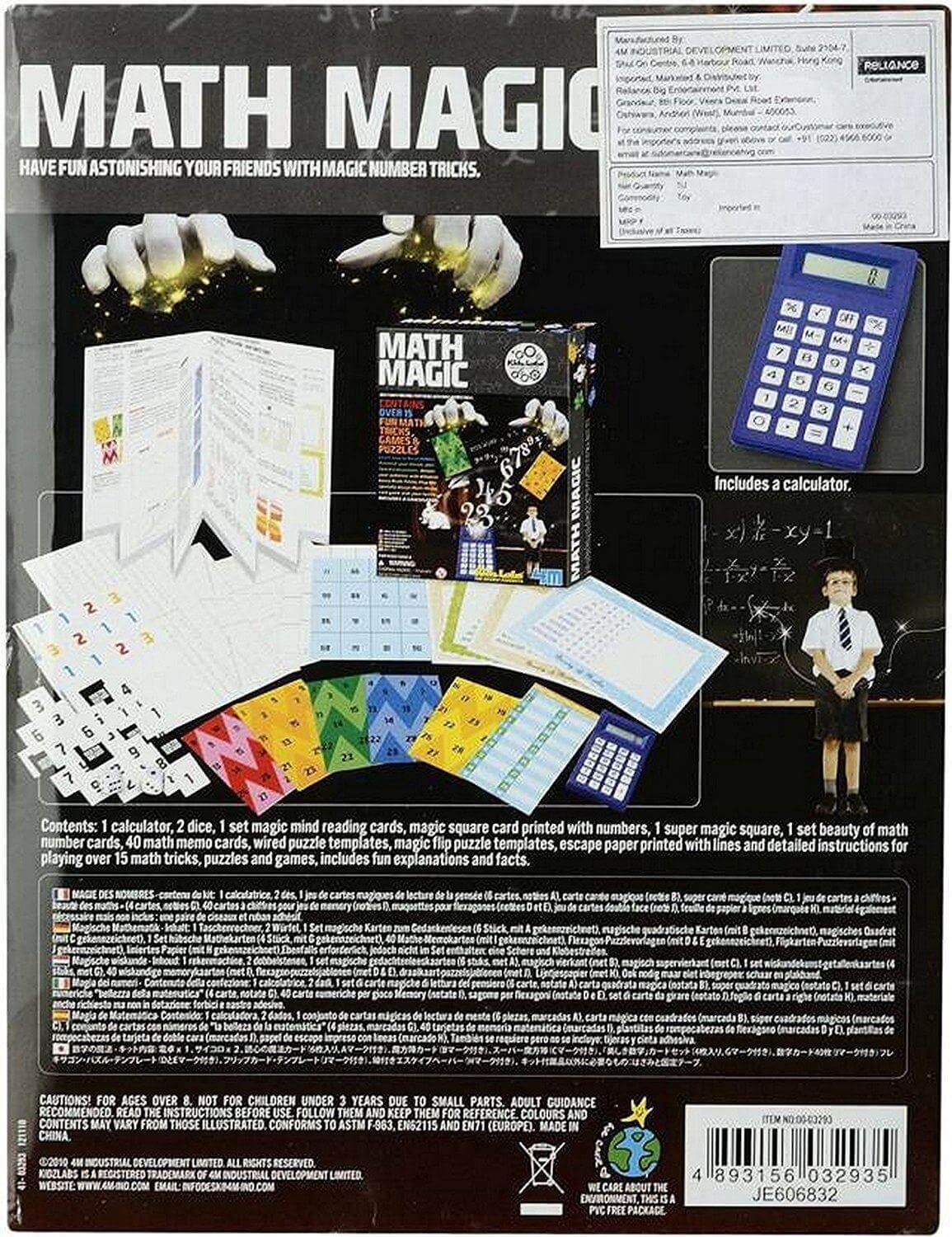 Magic Math Kids Disk 4M KidzLabs Maths Magic Kit with Tricks, Games & More for Ages 8 & Up ...