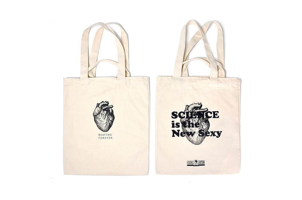 Eco Friendly Reusable Linen Science Tote Bag Beating Forever (Heart) - CuriousMinds.co.uk