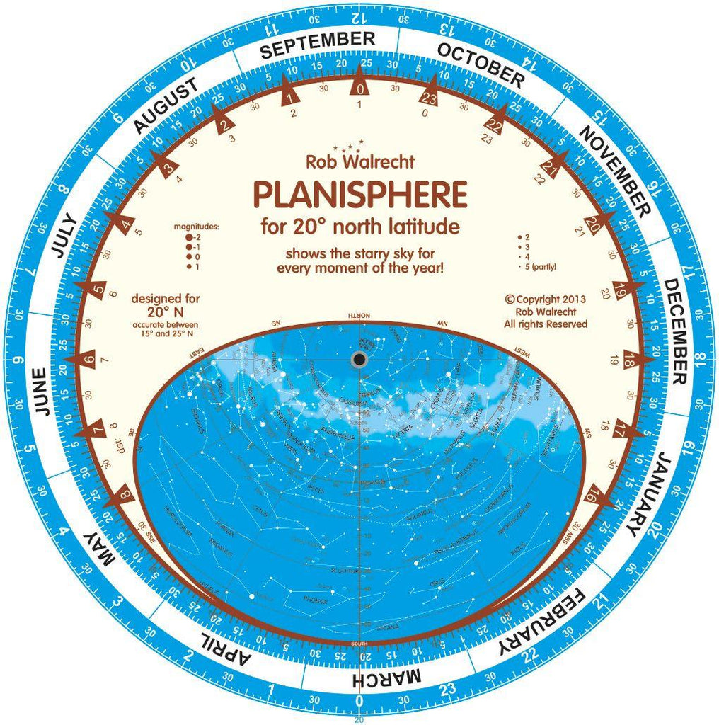 Rob Walrecht English Planisphere for 20° N - CuriousMinds.co.uk