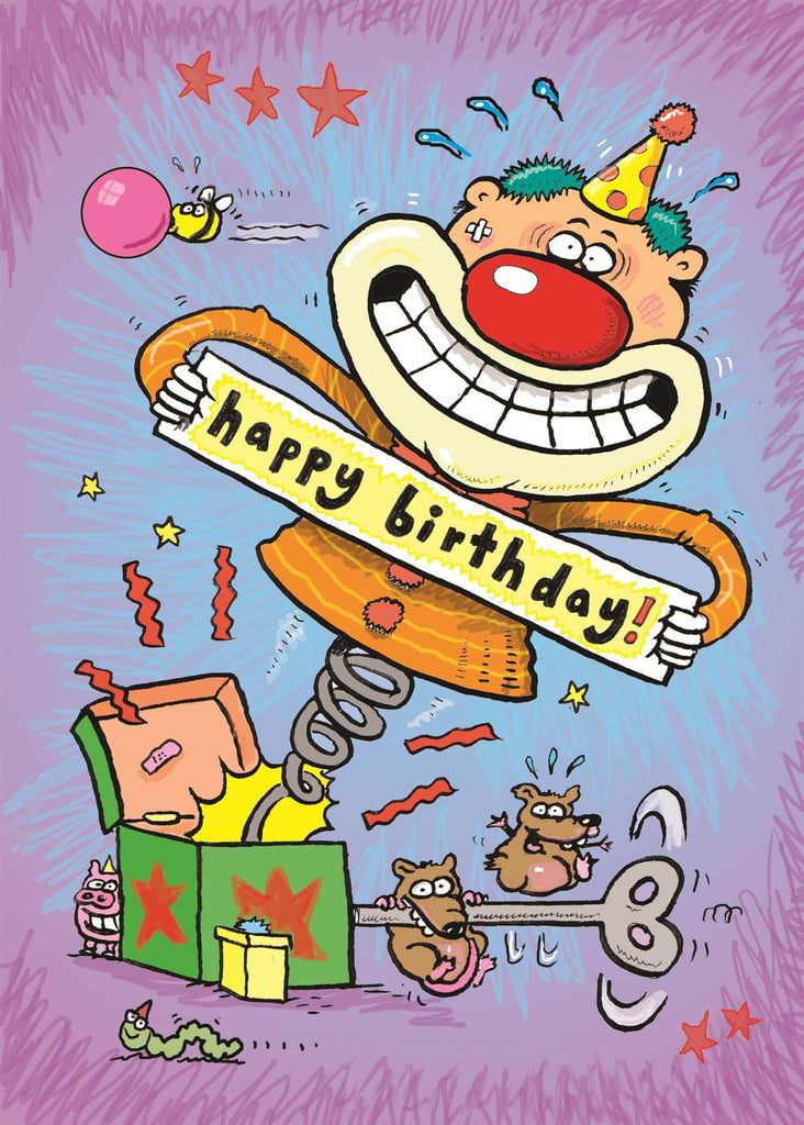 Clown in the Box Children's Birthday Card (105 x 148 mm) - CuriousMinds.co.uk