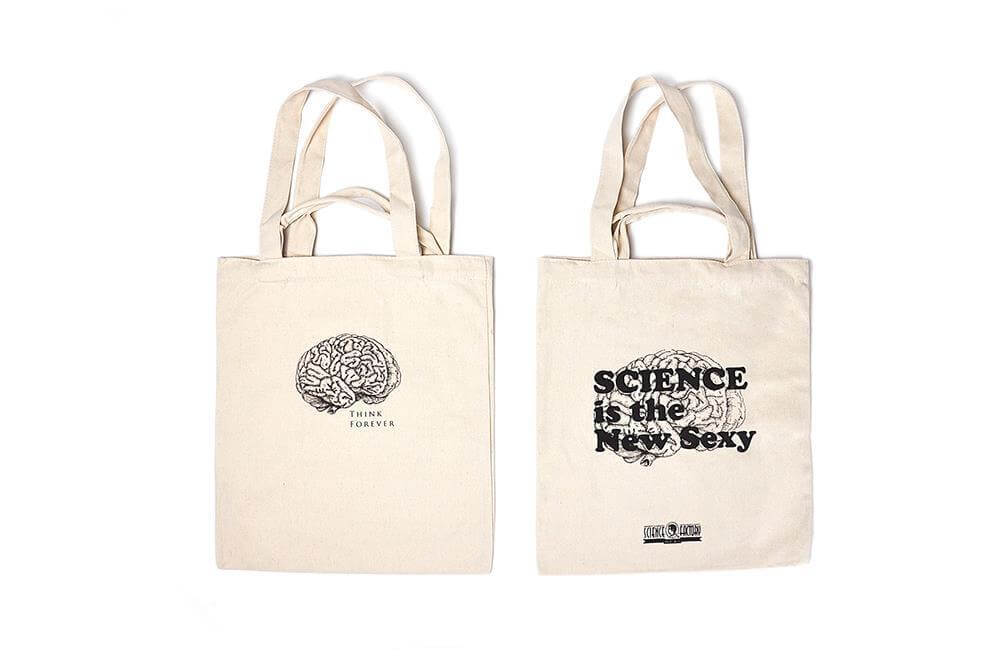 Eco Friendly Reusable Linen Tote Bag: Think Forever (Brain) - CuriousMinds.co.uk