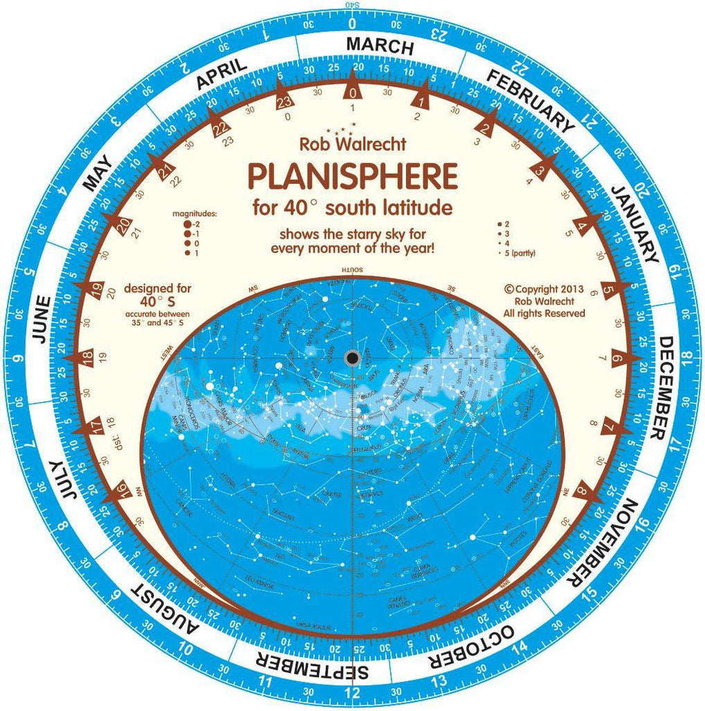 Rob Walrecht English Planisphere for 40° S - CuriousMinds.co.uk
