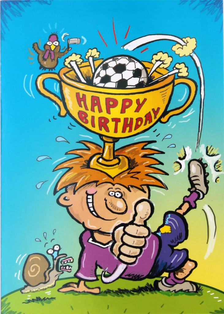 Footy Fan Fred's Football Birthday Card (105 x 148 mm) - CuriousMinds.co.uk