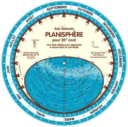 Rob Walrecht French Planisphere (Planisphère) for 20° Nord - CuriousMinds.co.uk
